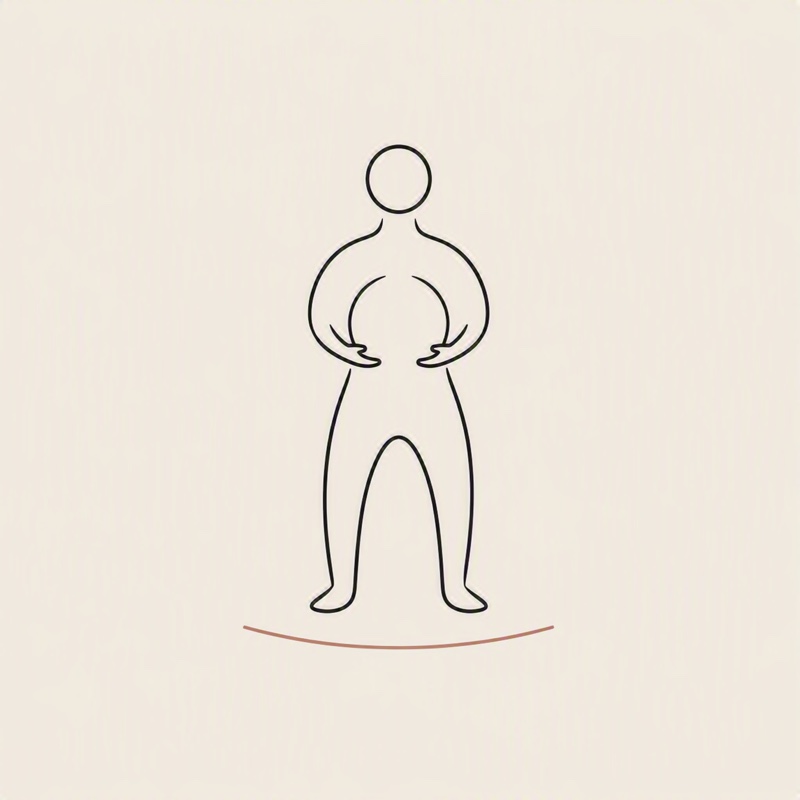 Ilustración de la postura Sostener la Esfera: manos sosteniendo una esfera de energía frente al abdomen.