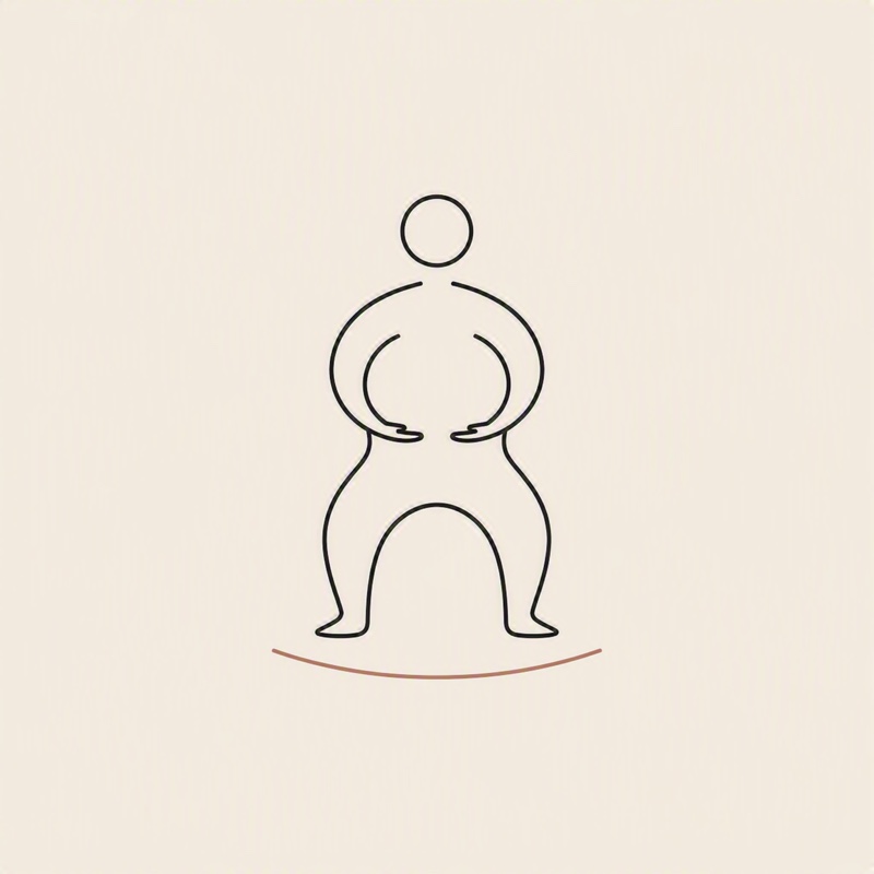 Ilustración de la postura Zhàn Zhuāng, Abrazar el Árbol: figura sosteniendo una esfera imaginaria frente al torso.